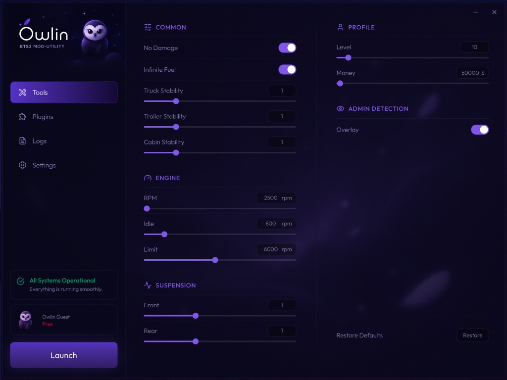 Owlin Plugins Screen